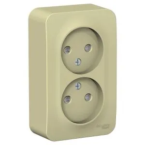 Розетка 2-м ОП Blanca 16А IP20 250В без заземл. защ. шторки с изолир. пластиной беж. SE BLNRA001217 520072