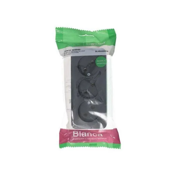 Розетка 3-м ОП Blanca 16А IP20 250В без заземл. без защ. шторок с изолир. пластиной антрацит SE BLNRA000316 - Фото 2