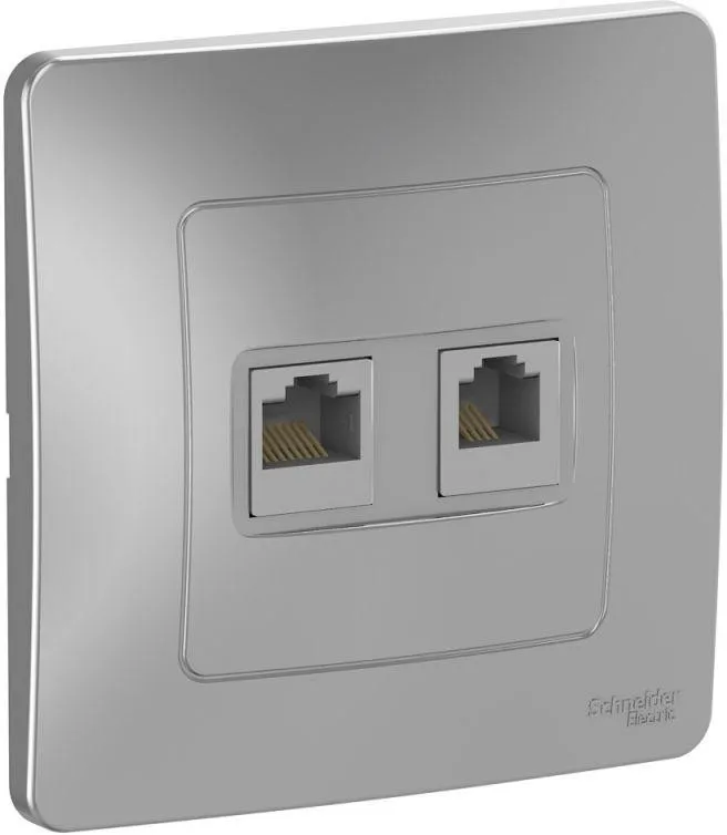 Розетка компьютерная + телефонная 2-м СП Blanca RJ45 кат.5E + RJ11 алюм. SE BLNIS045113