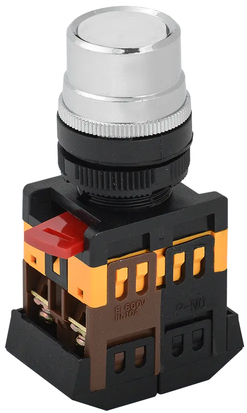 Кнопка ABLF-22 белый d=22мм неон/240В 1з+1р IEK