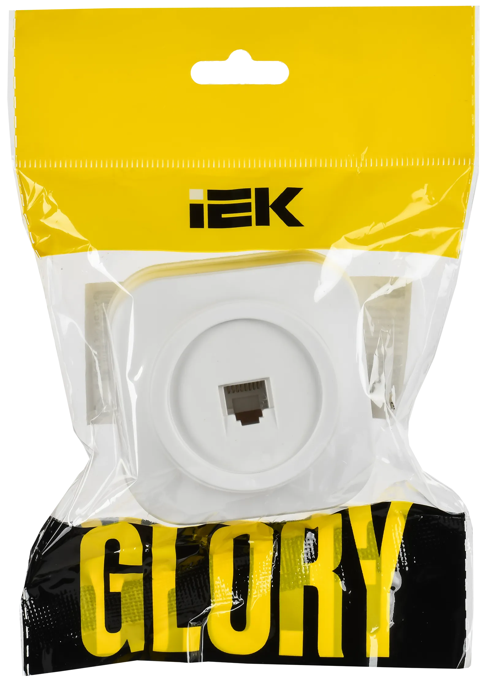 GLORY Розетка для открытой установки компьютерная RJ45 кат.5E РК10-ХБм белый матовый IEK - Фото 2