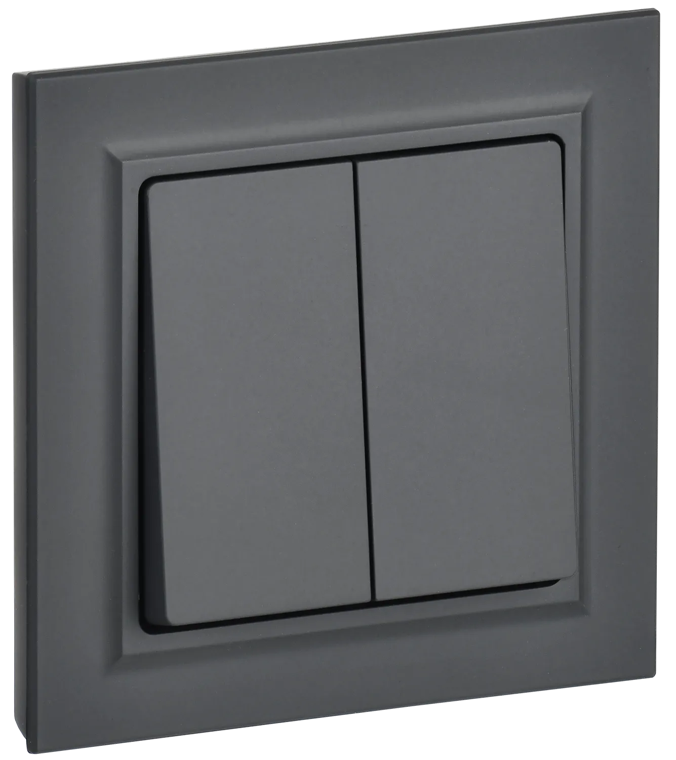 BRITE Выключатель 2-клавишный 10А в сборе ВСР10-2-0-БрГ графит IEK BR-V20-0-10-K53-F