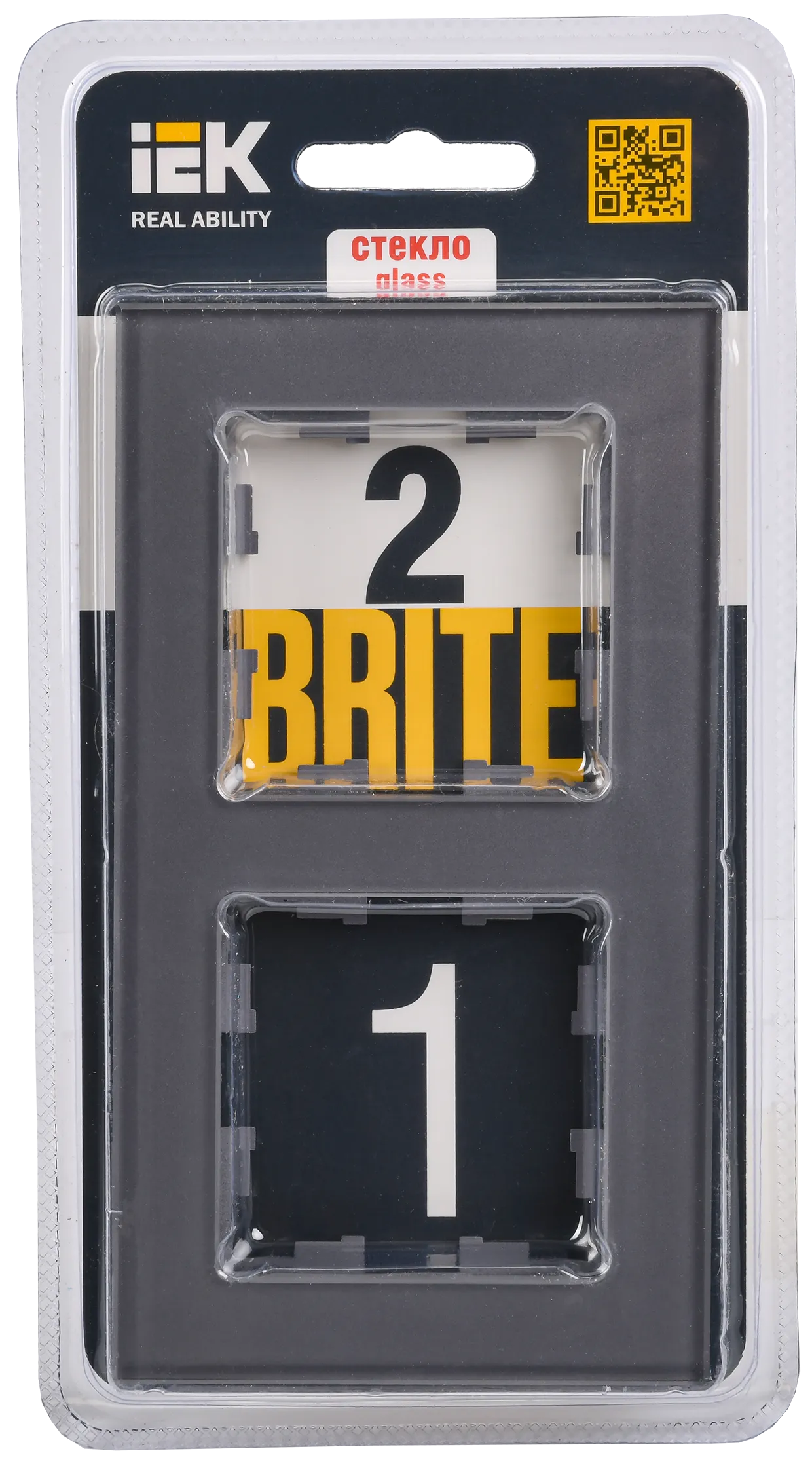 BRITE Рамка 2 -местная РУ-2-2-БрСе стекло серый IEK - Фото 2