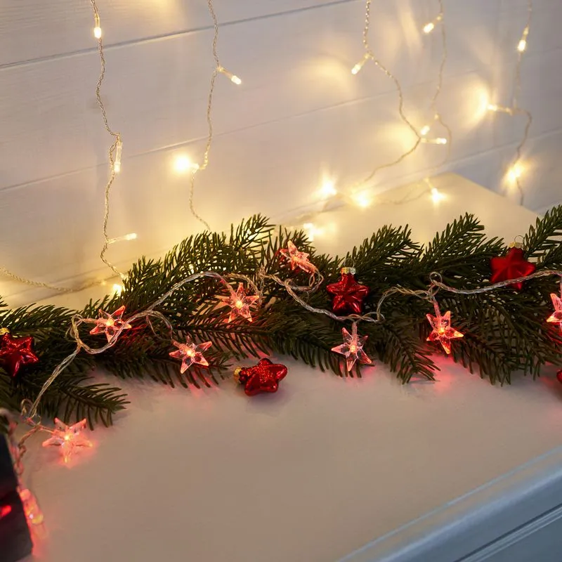 Гирлянда светодиодная Звездочки 20 LED КРАСНЫЕ 2,8 метра - Фото 2