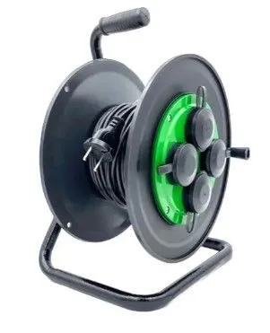 Удлинитель на катушке (металл) УХ3-16-4-30-КМ УХЛ2, 4 гнезда с заземлением и крышками, КГ 3х1,5 30м, 16А, IP44 DEKRON DEK0906-0002