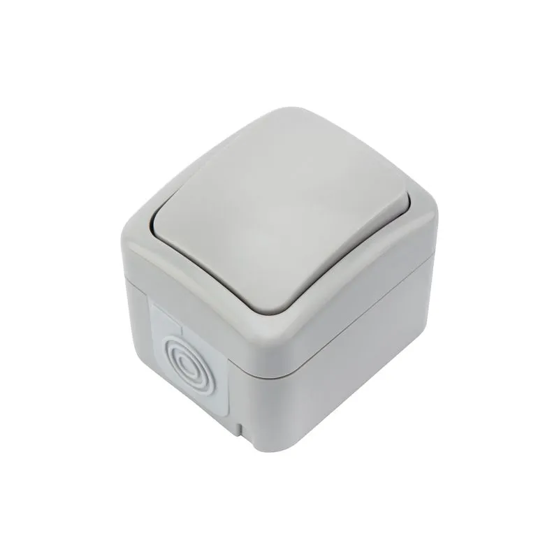 Выключатель одноклавишный Mini OG IP54 о/у, серый KRANZ