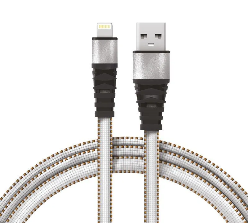 Кабель USB-A – Lightning для Apple, 2,4A, 1м, в белой нейлоновой оплетке, плоский REXANT 18-7056