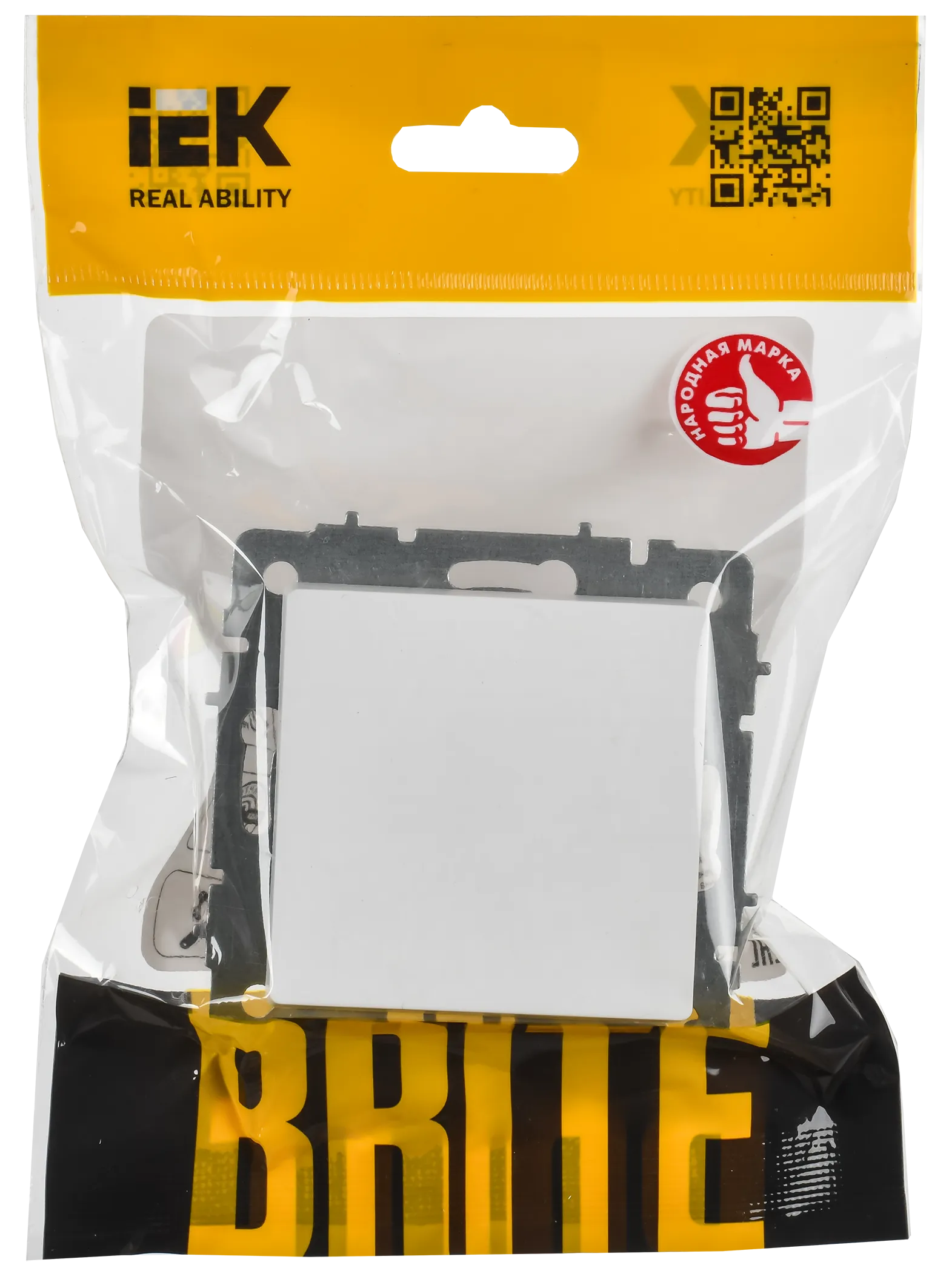 BRITE Выключатель 1-клавишный самовозвратный 10А ВС10-1-4-БрАБ арктический белый IEK - Фото 2