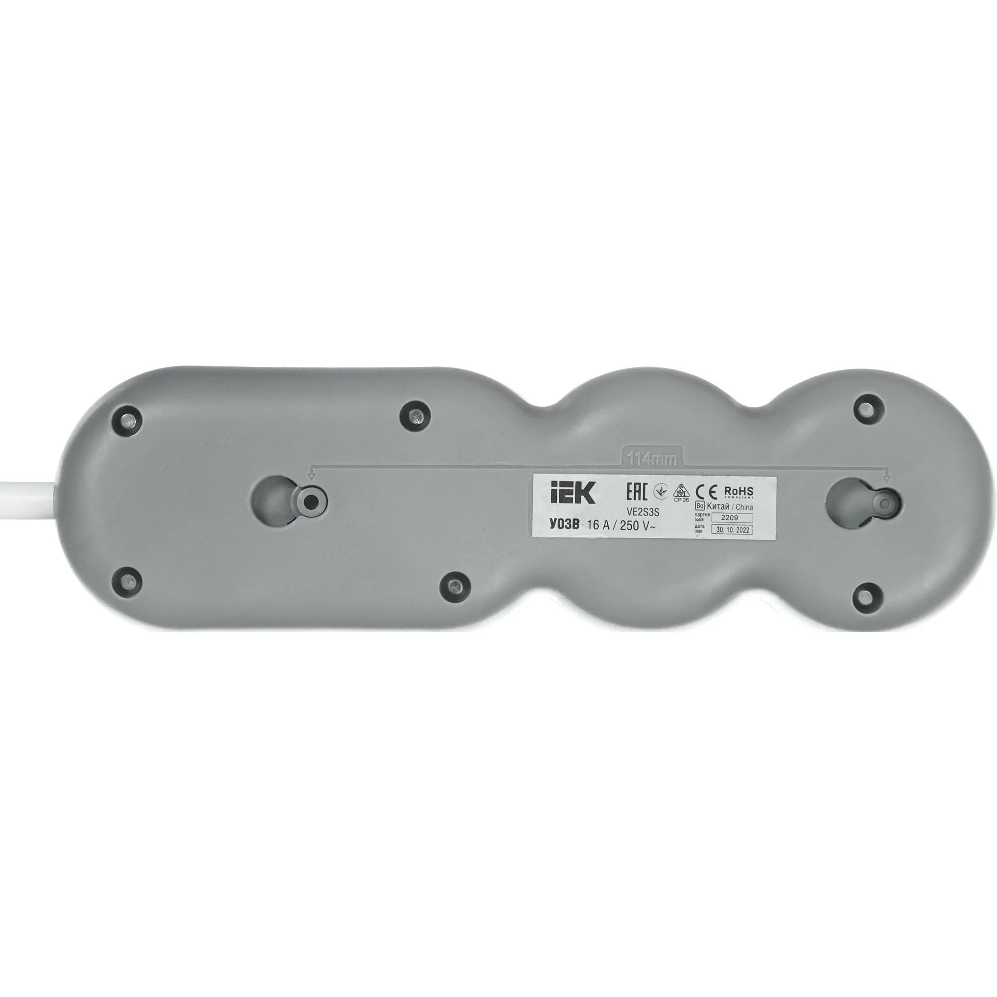 Удлинитель У03В 3 места с заземлением 1,5м 3х1,5мм2 16А/250В UNO IEK - Фото 3