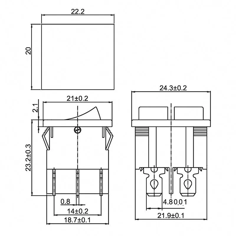 Выключатель клавишный 250V 6А (6с) ON-OFF зеленый с подсветкой ДВОЙНОЙ Mini (RWB-305) REXANT - Фото 3