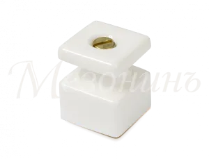 Изолятор фарфоровый квадратный в комплекте с саморезами, для монтажа витой электропроводки, размеры: