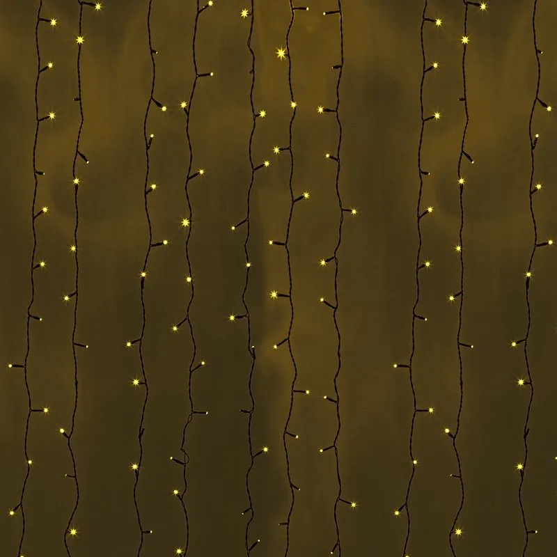 Гирлянда Светодиодный Дождь 2х3м, постоянное свечение, черный провод, 230 В, диоды ЖЁЛТЫЕ 235-141
