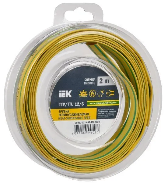 Трубка термоусадочная ТТУ нг-LS 12/6 желтая (2м/упак) IEK UDR12-012-006-002-K05-T