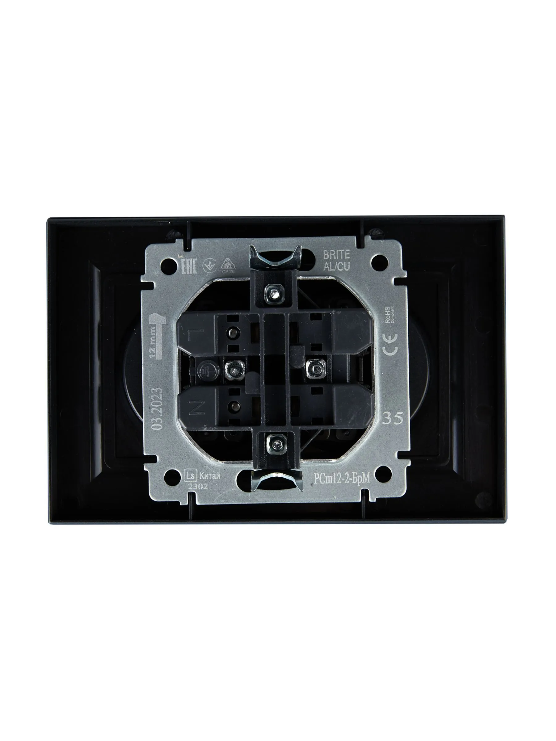 BRITE Розетка 2-местная без заземления с защитными шторками 10А в сборе РСш12-2-БрМ маренго IEK - Фото 6