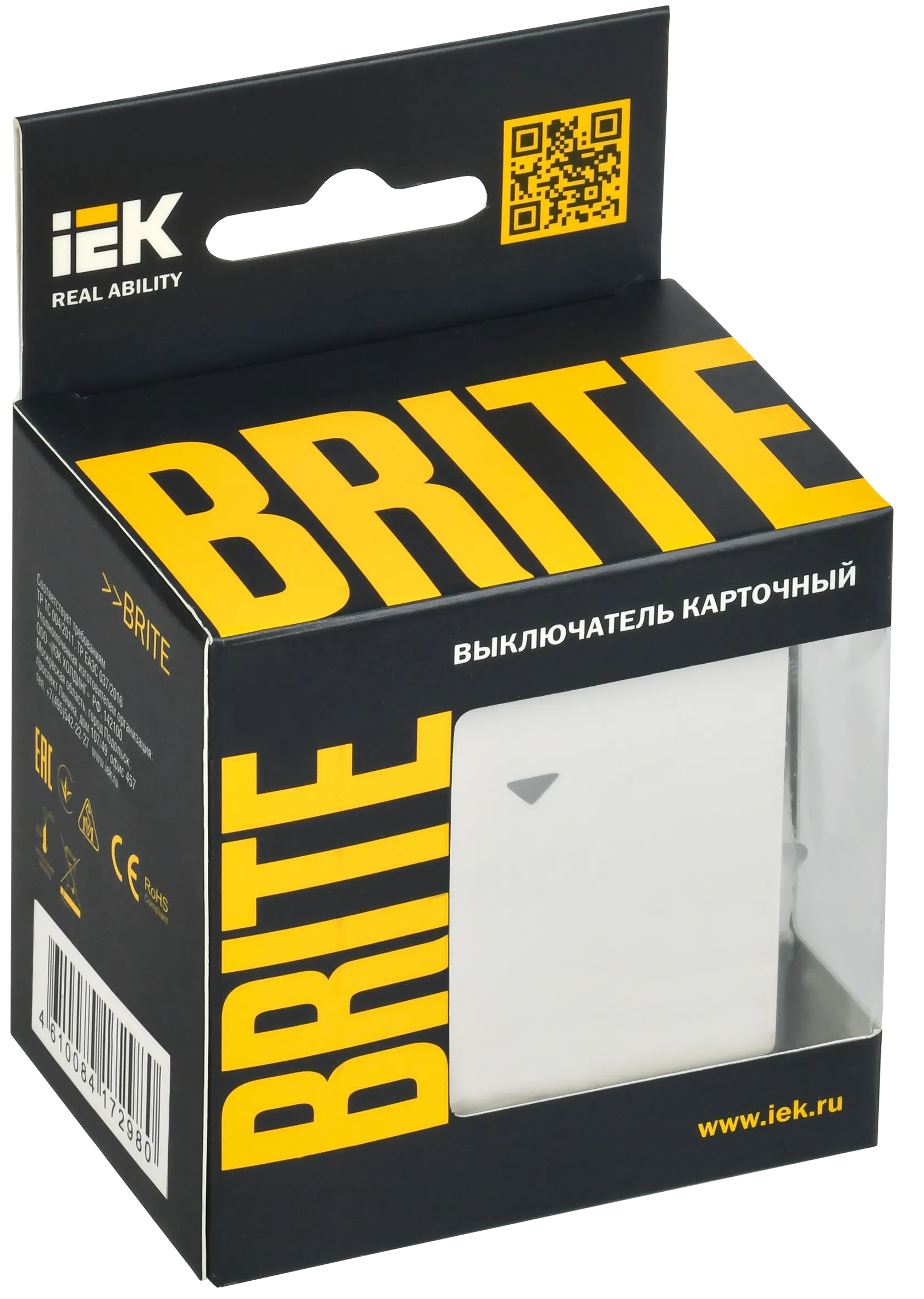 BRITE Выключатель карточный 30А ВС10-1-8-БрБ белый IEK - Фото 2