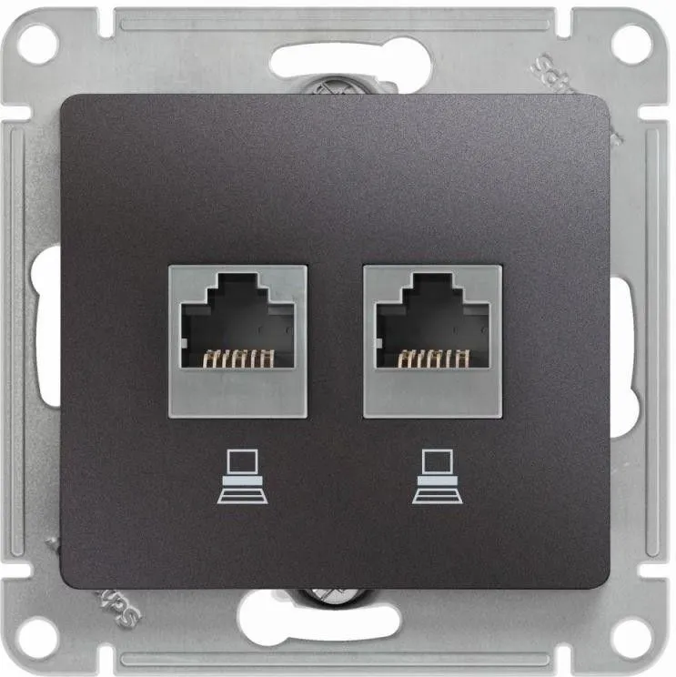 Розетка компьютерная 2-м Glossa RJ45 кат.5E механизм графит SE GSL001385KK