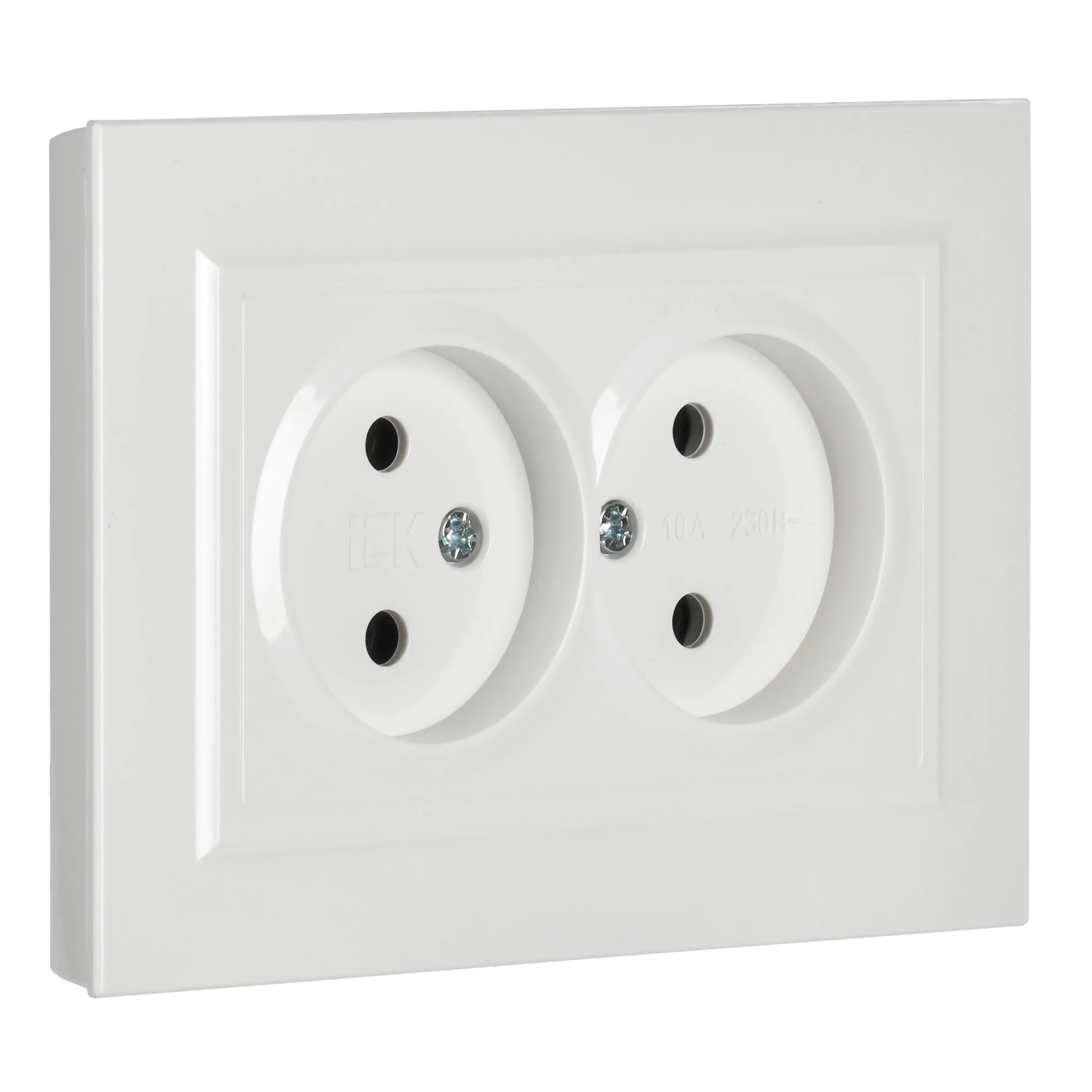 BRITE Розетка 2-местная без заземления без защитных шторок 10А в сборе РС12-2-БрБ белый IEK - Фото 7