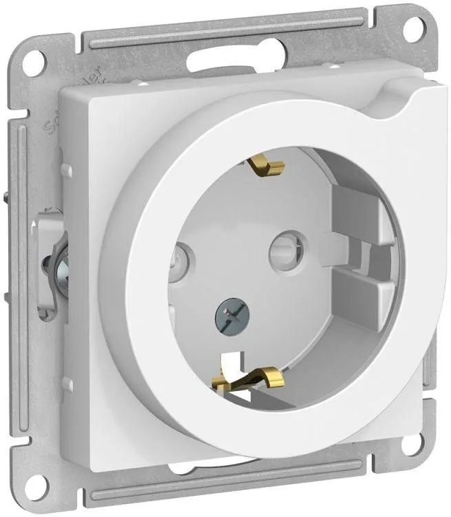 Розетка 1-м СП AtlasDesign 16А IP20 с заземл. защ. шторки с выталк. вилки механизм бел. SE ATN000147