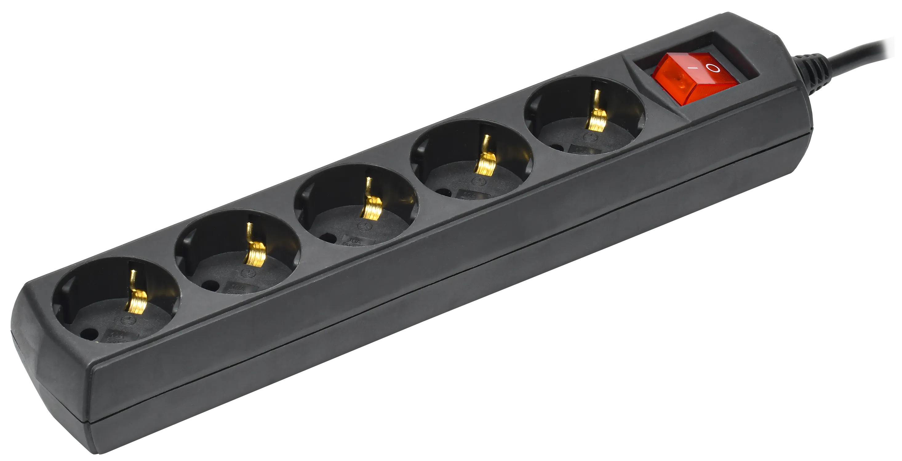 Удлинитель У05В 5 мест с заземлением 5м 3х1мм2 10А/250В черный GENERICA WYP10-10-05-05-ZK-K02-G