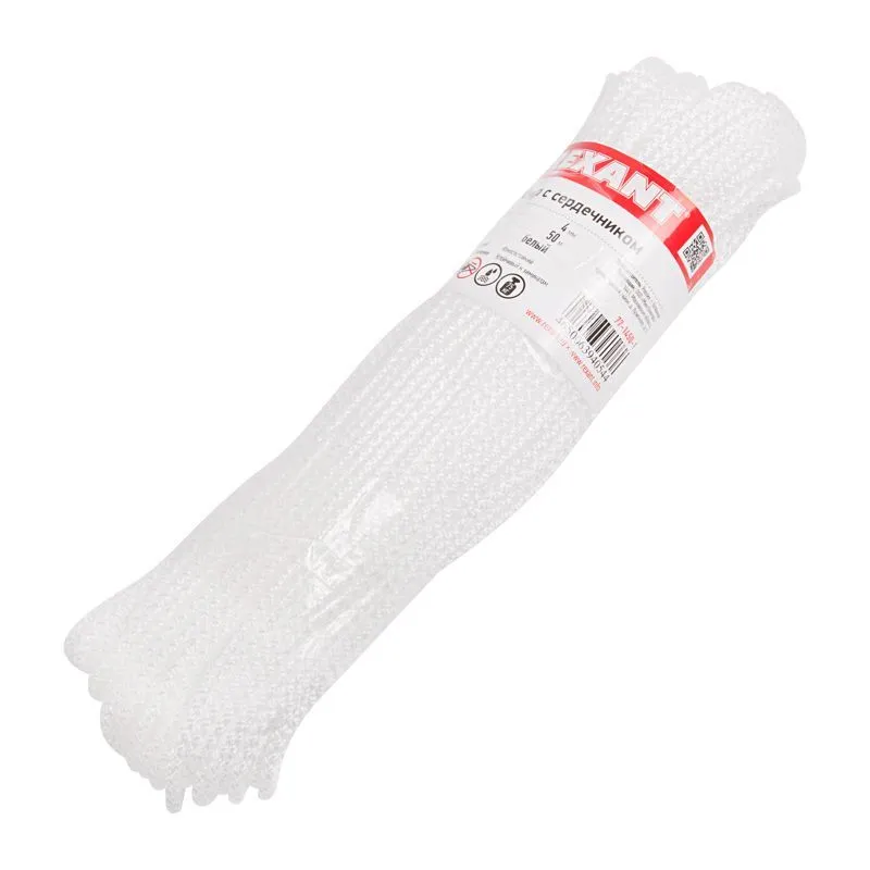 Шнур с сердечником 4 мм 50 м белый REXANT 77-1450-1