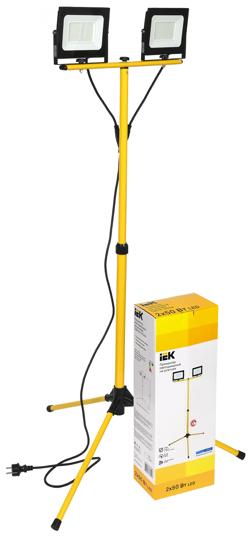 Прожектор светодиодный СДО 06-2x50Ш штатив 6500К IP65 черный IEK LPDO606-2X050-65-K02