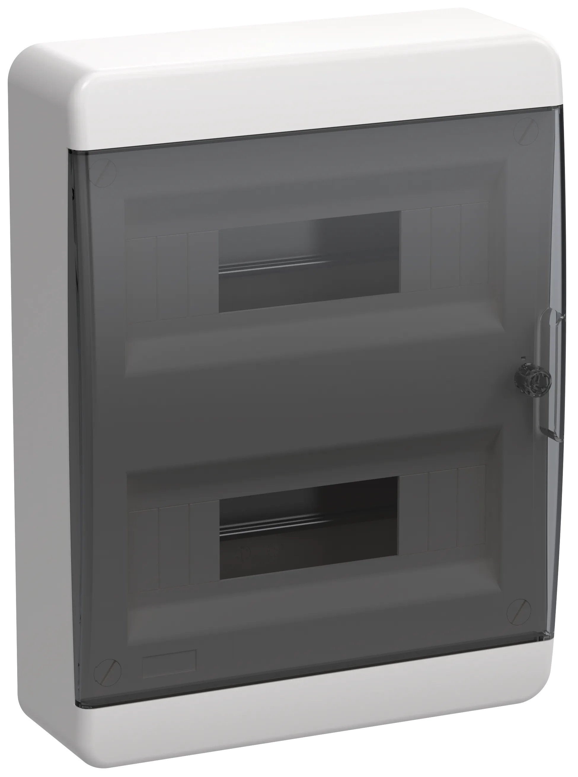 TEKFOR Корпус пластиковый БЕЛЫЙ ЩРН-П-24, IP41 черная прозрачная дверь IEK