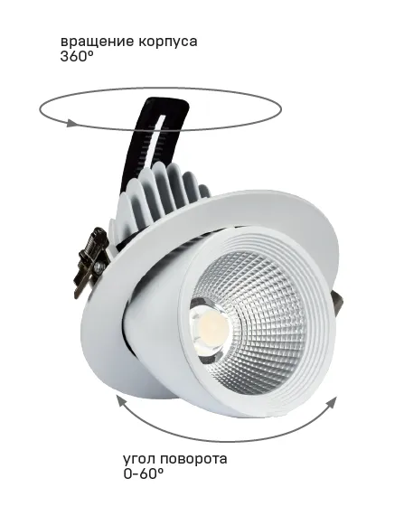 LIGHTING PRO Светильник светодиодный поворотный ДВО 1822 35Вт 4000К IP20 круг белый IEK - Фото 4