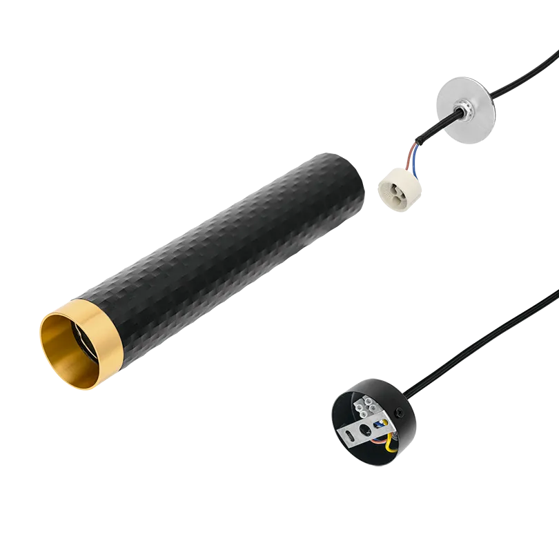 Подвесной светильник WOLTA WSL-GU10/P10BG IP20 под лампу GU10 Чёрный/золото CELLA D55x280 1/20 - Фото 5