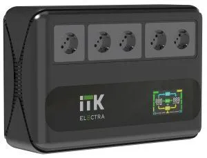 ITK ELECTRA LT5 ИБП однофазный линейно-интерактивный 1000ВА/600Вт 5хSchuko LCD дисплей АКБ 1х9AH USB+USB Charge RJ45/11 ELT5-1000VA-1-001