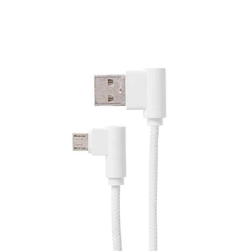 USB кабель microUSB, шнур «soft touch» 1 м, белый (угловые разьемы)