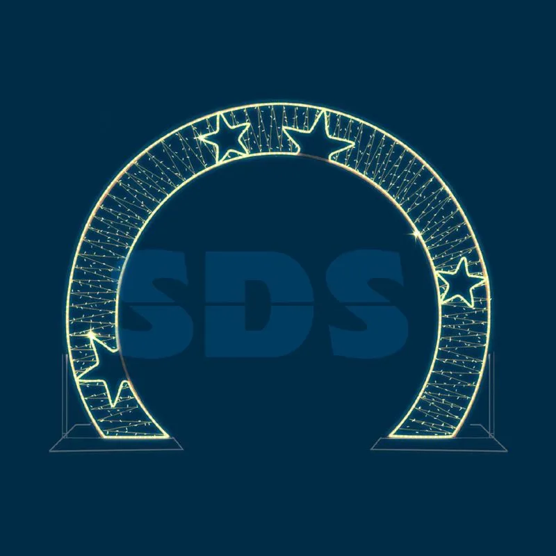 Декоративная арка со звездами плоская 300 см теплая белая