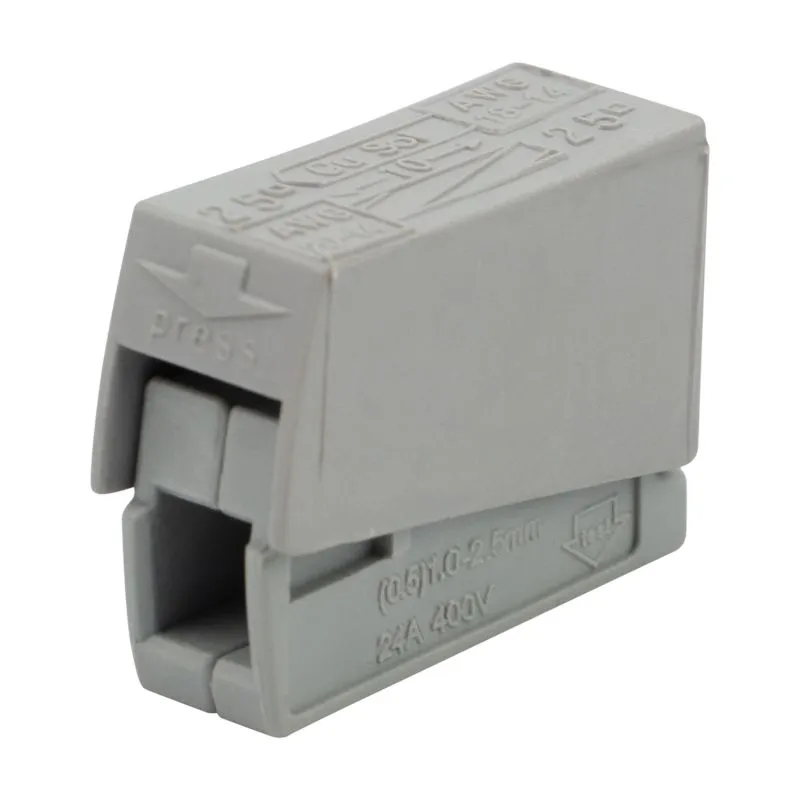 Строительно-монтажная клемма СМК 224-101 для светильника на 1 проводник (0,2-2,5)/(0,14-2,5) мм², серая (100 шт./уп.) REXANT 