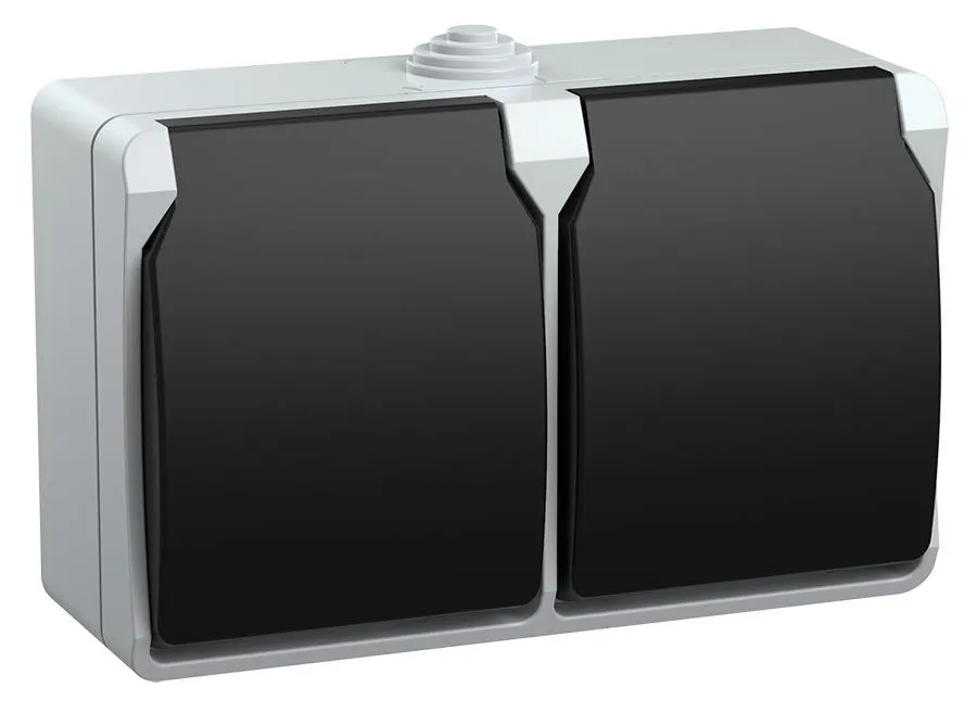 FORS Розетка 2-местная с заземлением для открытой установки 16А IP54 РСб22-3-ФСр серый IEK