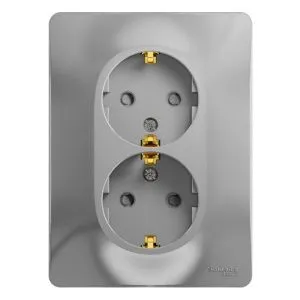 Розетка 2-м СП Glossa 16А IP20 с заземл. защ. шторки в сборе алюм. SE GSL000326 1063739