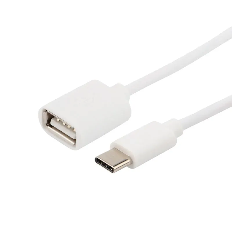 Кабель USB OTG, шт. Type-C – гн. USB-А, 2,4A, 0,15м, ПВХ, белый REXANT - Фото 2