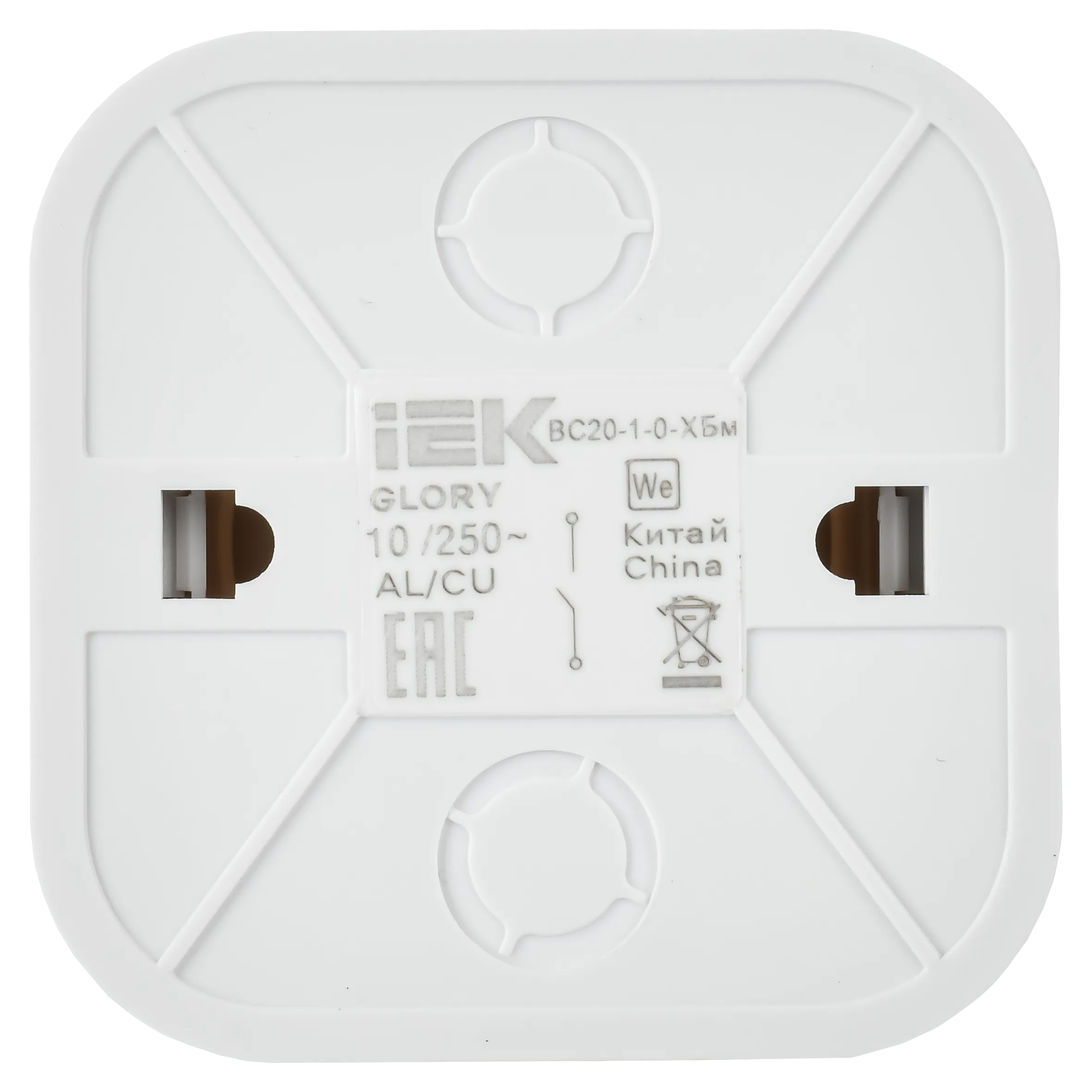 GLORY Выключатель 1-клавишный для открытой установки 10А ВС20-1-0-ХБм белый матовый IEK - Фото 4