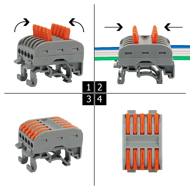 Клемма СМК 222-425D проходная 5-полюсная, с креплением на DIN-рейку (0,08-4 мм²) серая (20 шт./уп.) REXANT - Фото 5