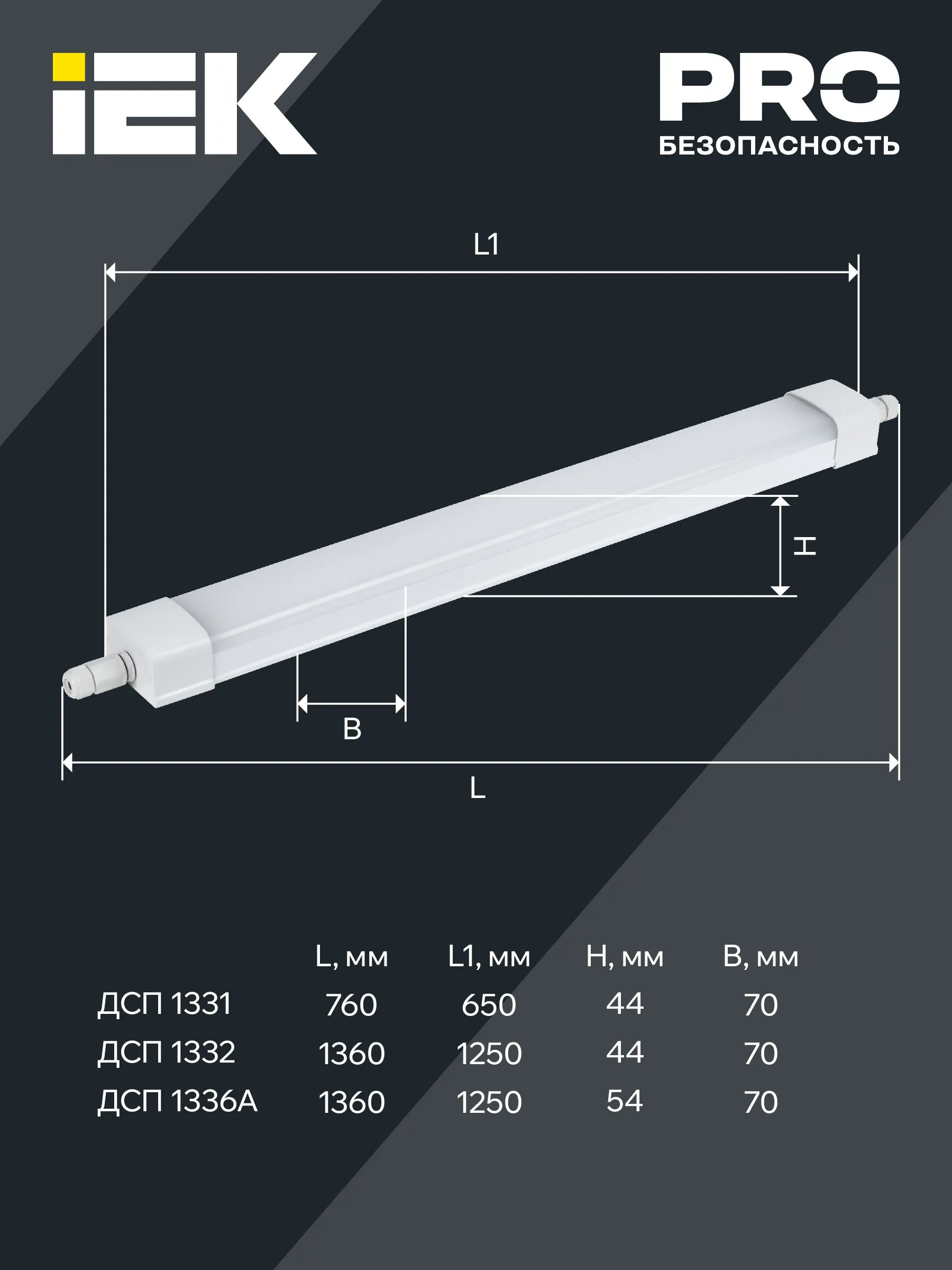 LIGHTING PRO Светильник светодиодный ДСП 1332 36Вт 5000К IP65 1200мм IEK - Фото 7