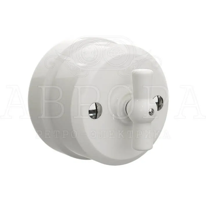 Выключатель ретро фарфоровый поворотный на 4 положения, цвет - белый - Фото 2