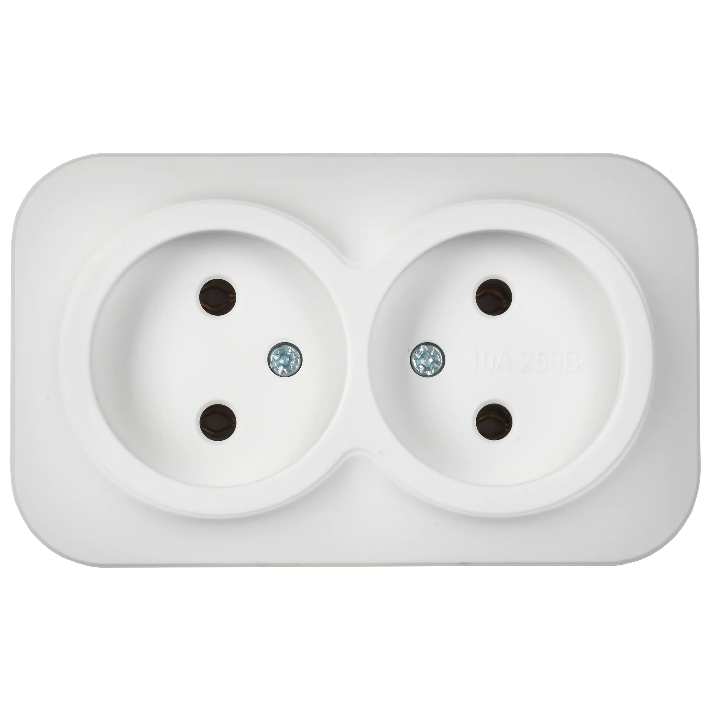 GLORY Розетка 2-местная для открытой установки без заземления без защитных шторок 10А РС22-2-ХБм белый матовый IEK - Фото 4