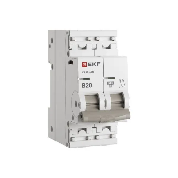 Авт. выкл. 2P 20А (В) 4,5kA ВА 47-63N EKF PROxima M634220B