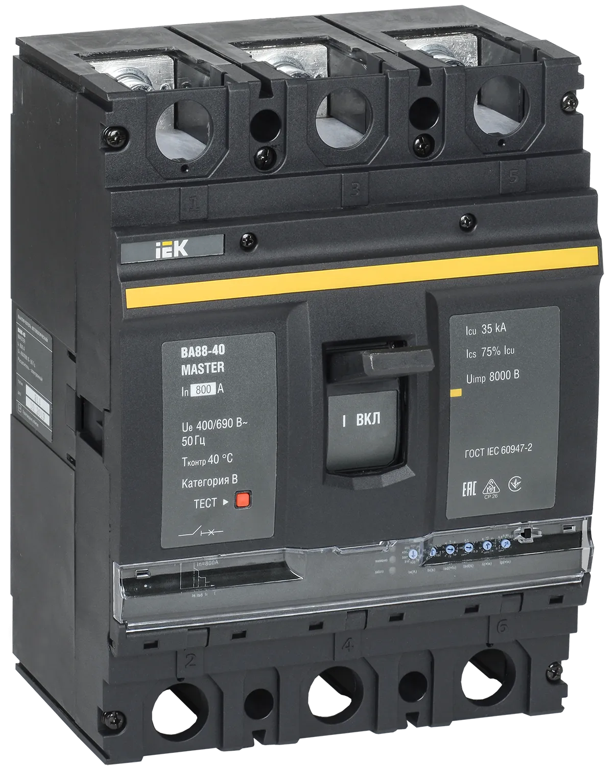 Выключатель автоматический ВА88-40 3Р 800А 35кА MASTER с электронным расцепителем IEK SVA51-3-0800-02