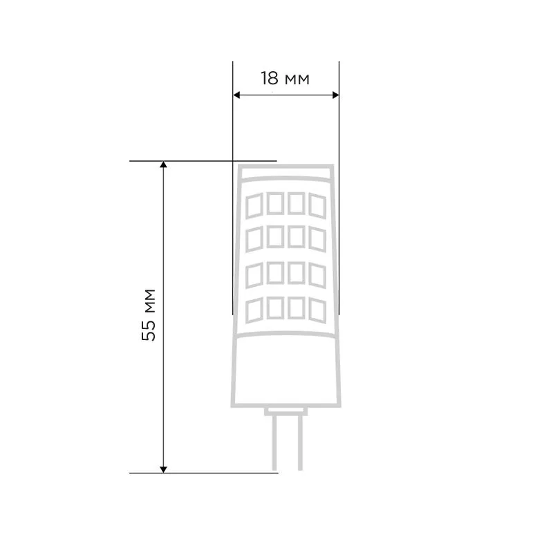 Лампа светодиодная капсульного типа JD-CORN G4 230В 5,5Вт 2700K теплый свет (поликарбонат) REXANT - Фото 2