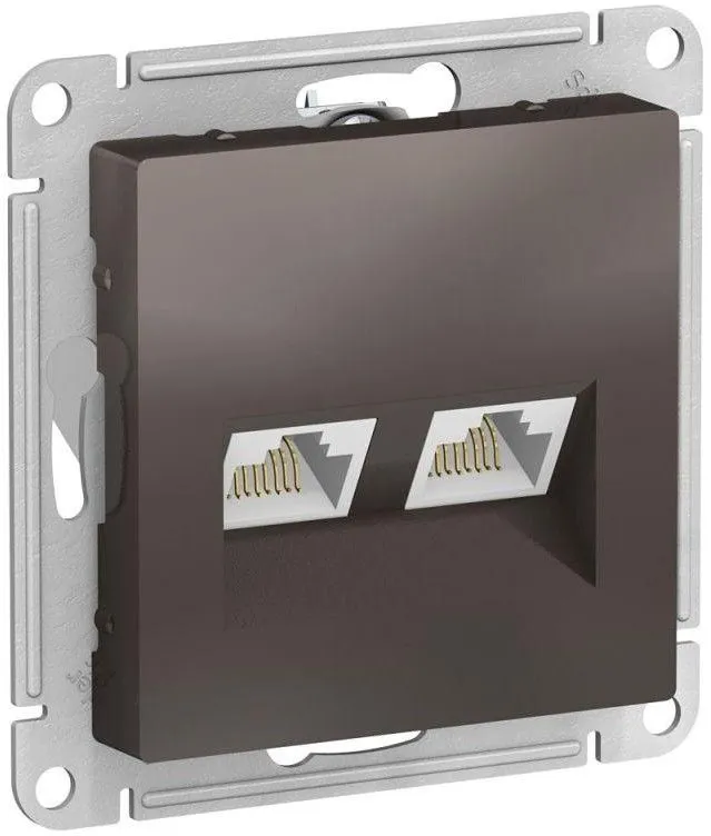 Розетка компьютерная 2-м AtlasDesign RJ45 кат.5E механизм мокко SE ATN000685