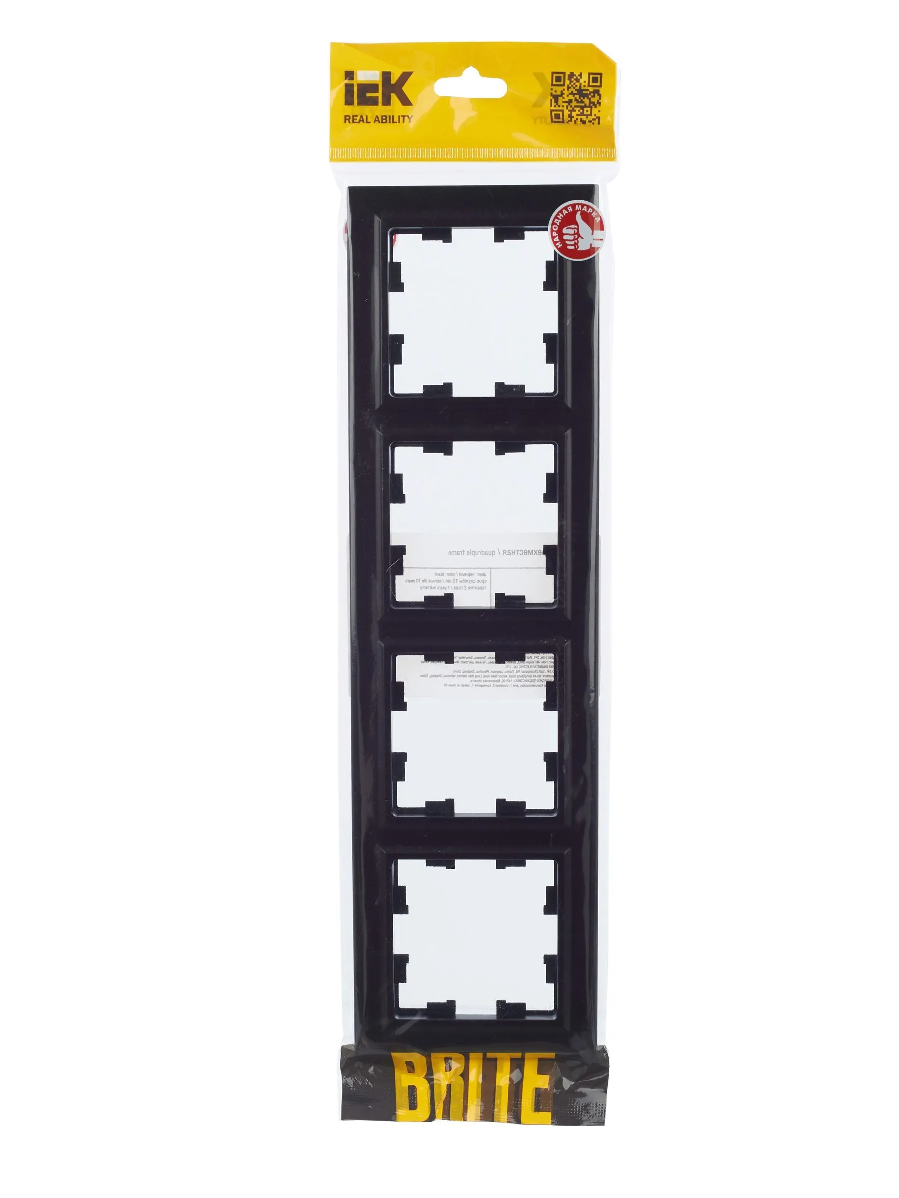 BRITE Рамка 4-местная РУ-4-БрЧ черный IEK - Фото 6