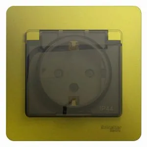 Розетка 1-м СП Glossa 16А IP44 250В с заземл. защ. шторки с крышкой в сборе фисташк. SE GSL001048 454434