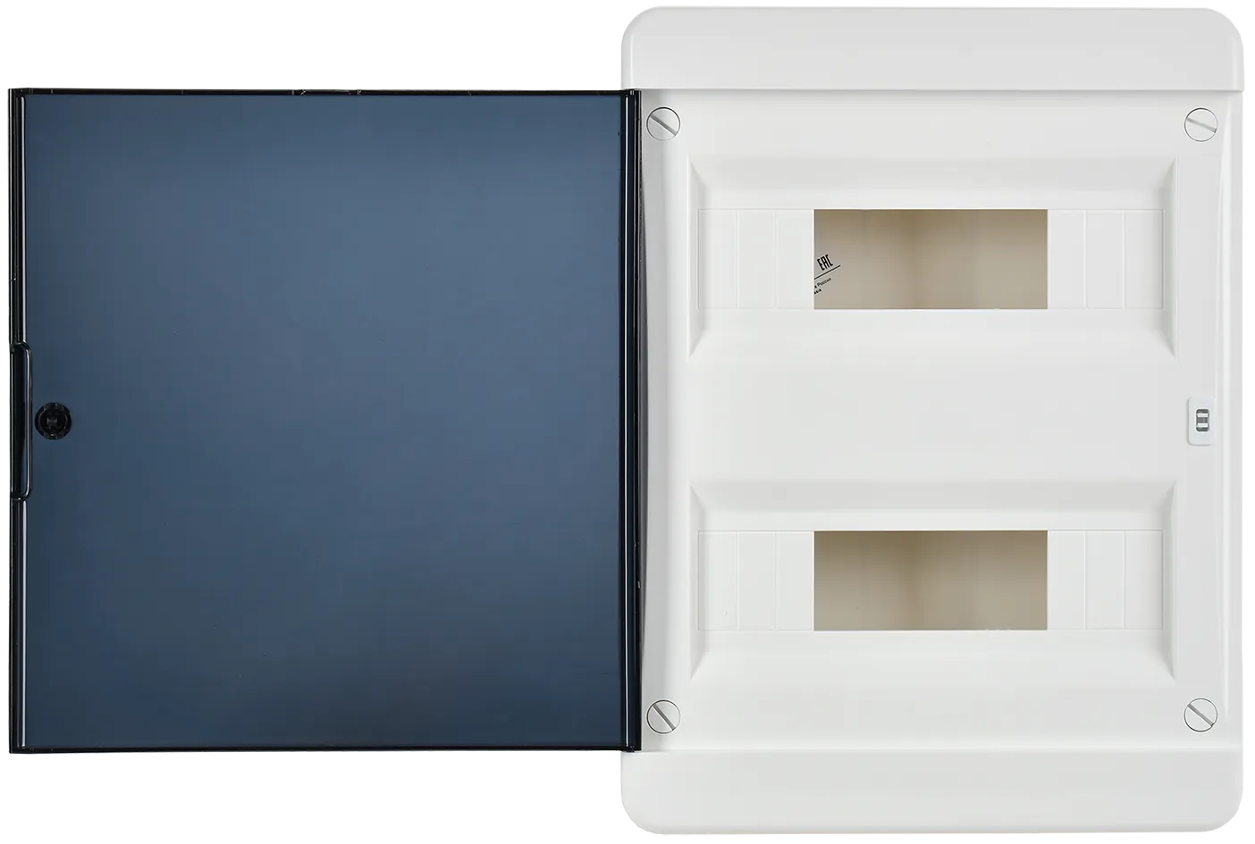 TEKFOR Корпус пластиковый БЕЛЫЙ ЩРН-П-24, IP41 черная прозрачная дверь IEK - Фото 5