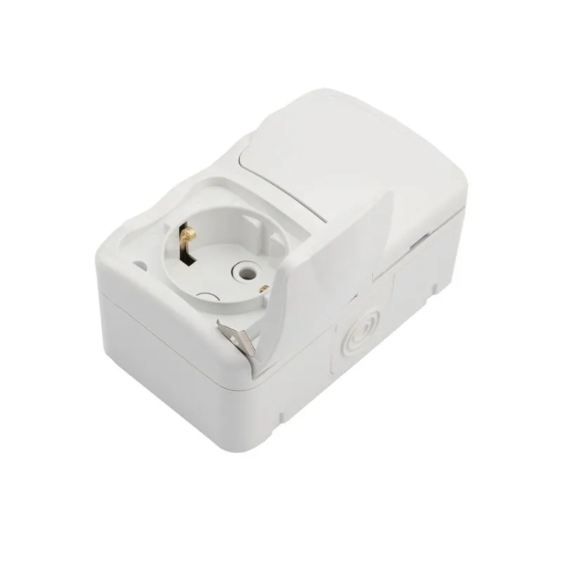 Блок горизонтальный 2 розетки (керамика) Mini OG IP54 с/з, о/у, белый KRANZ - Фото 4