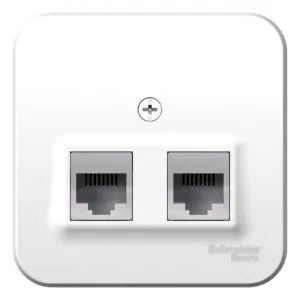 Розетка компьютерная + телефонная 2-м ОП Blanca RJ45 кат.5E + RJ11 с изолир. пластиной бел. SE BLNIA045111 1210476