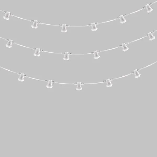 Гирлянда Белт-Лайт 2 жилы, 50м, шаг 20см, 250 патронов E27, IP65, белый круглый провод NEON-NIGHT